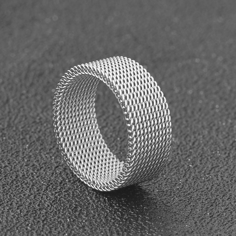 VQYSKO Stainless Steel Mesh Ring-Comfortable Fashionable Women and Man Engage Wedding Band, Size 4-13 (10, Silver) - Image 5